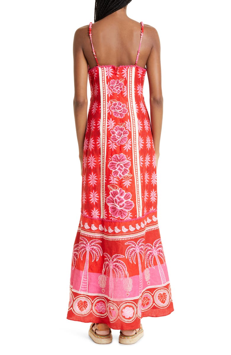FARM Rio Summer Sunrise Embroidered Linen Maxi Dress, Alternate, color, 