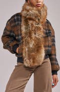 AZALEA WANG Maddy Faux Fur Trim Bomber Jacket