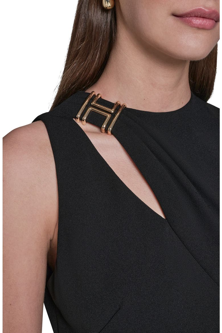 Cutout Asymmetric Midi Dress, Alternate, color, BLACK