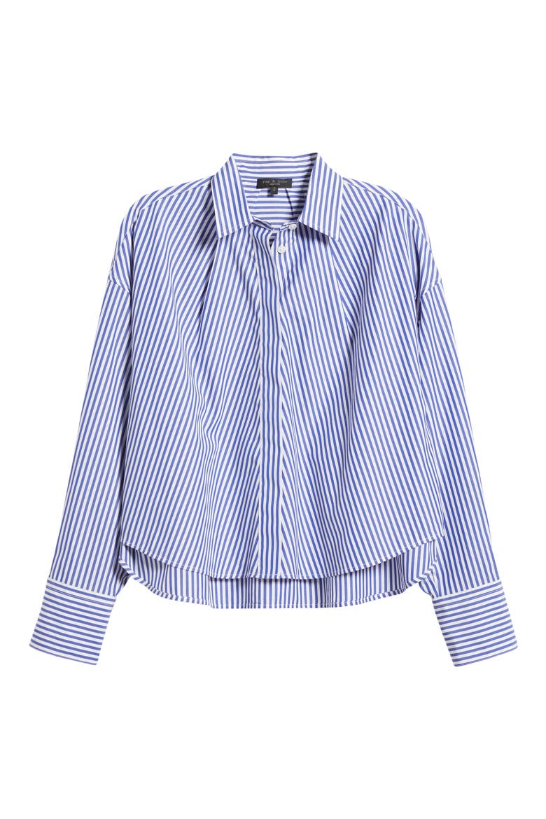Martha Stripe Cotton Button-Up Shirt, Alternate, color, BLUE STRIPE