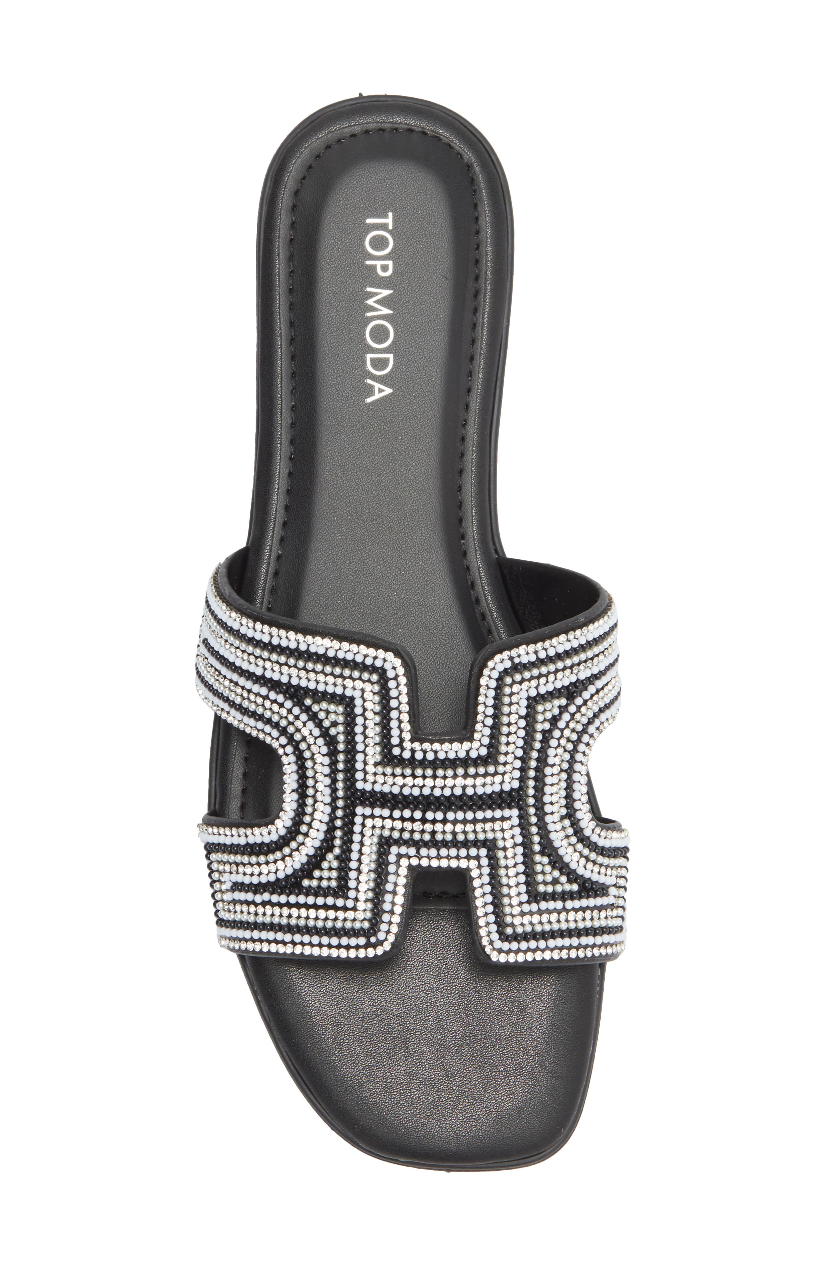 TOP MODA Louise Embellished Slide Sandal, Alternate, color, Black