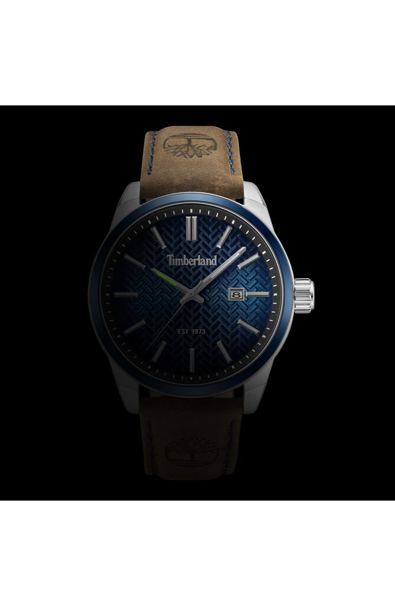 Timberland Henniker II Leather Strap Watch, 44mm, Alternate, color,