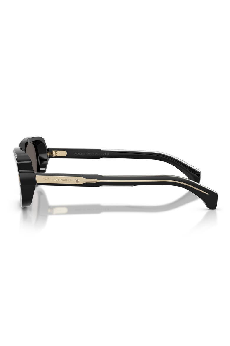55mm Pillow Sunglasses, Alternate, color, SHINY BLACK / DARK GREY