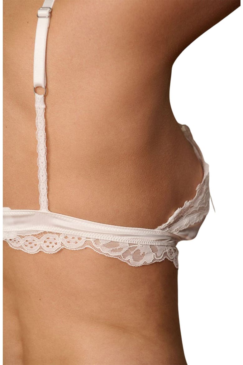 Madeline Ruffle Trim Satin Bralette, Alternate, color, IVORY