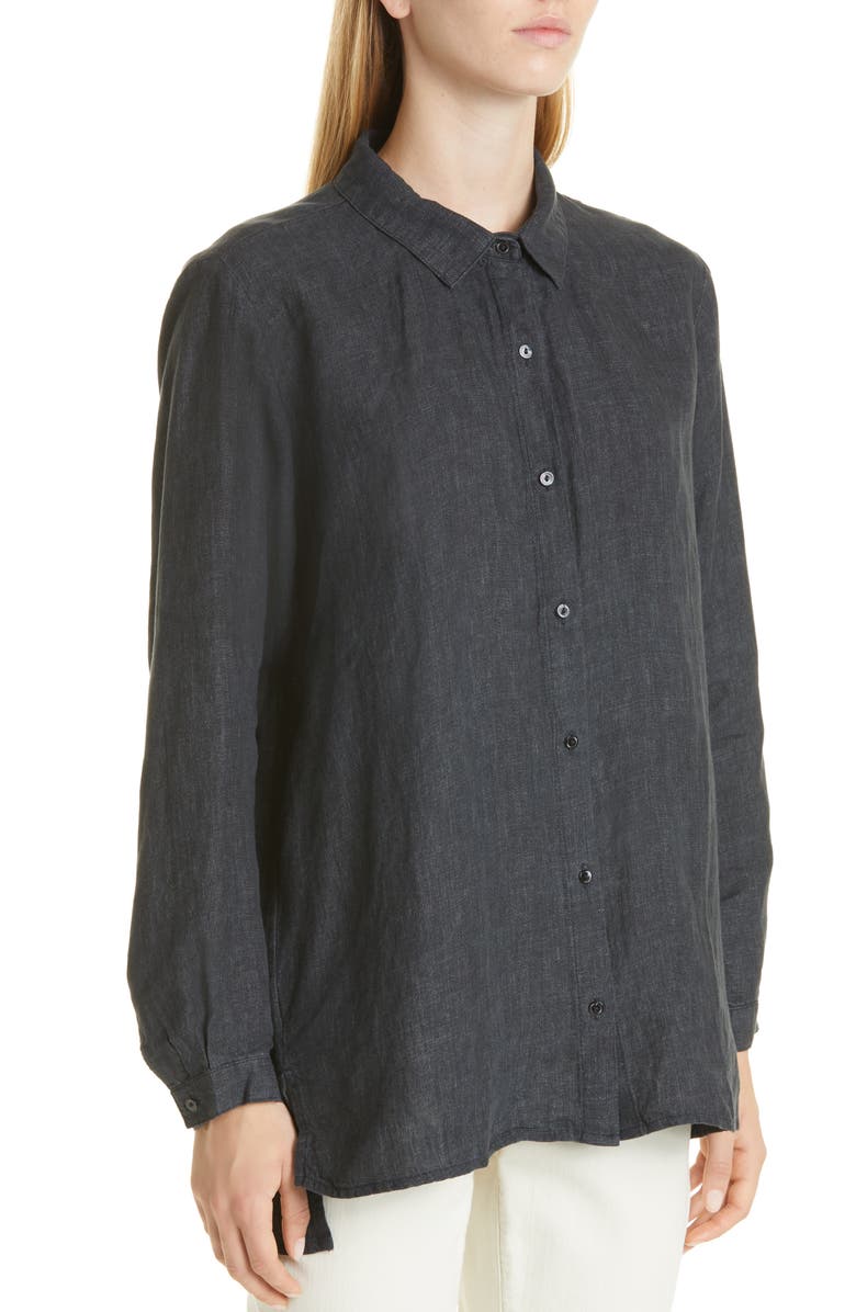 Eileen Fisher Organic Linen Long Sleeve Button-Up Shirt, Alternate, color,