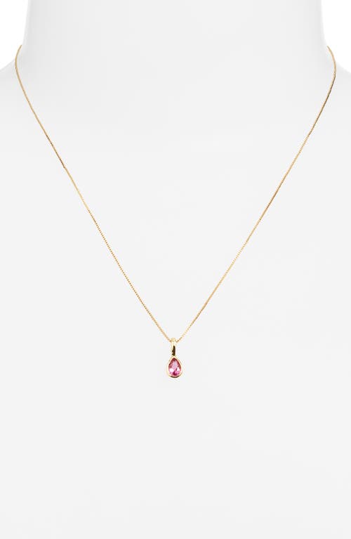 Set & Stones Teardrop Birthstone Pendant Necklace In Gold/july