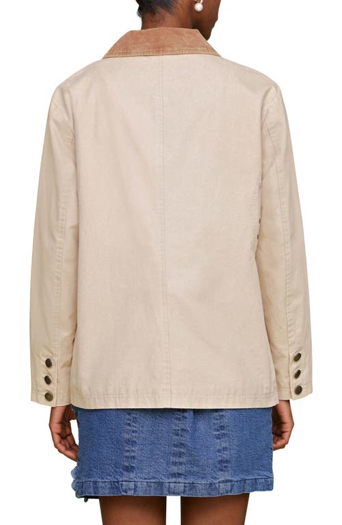 Avec Les Filles Contrast Collar Barn Jacket In Stone