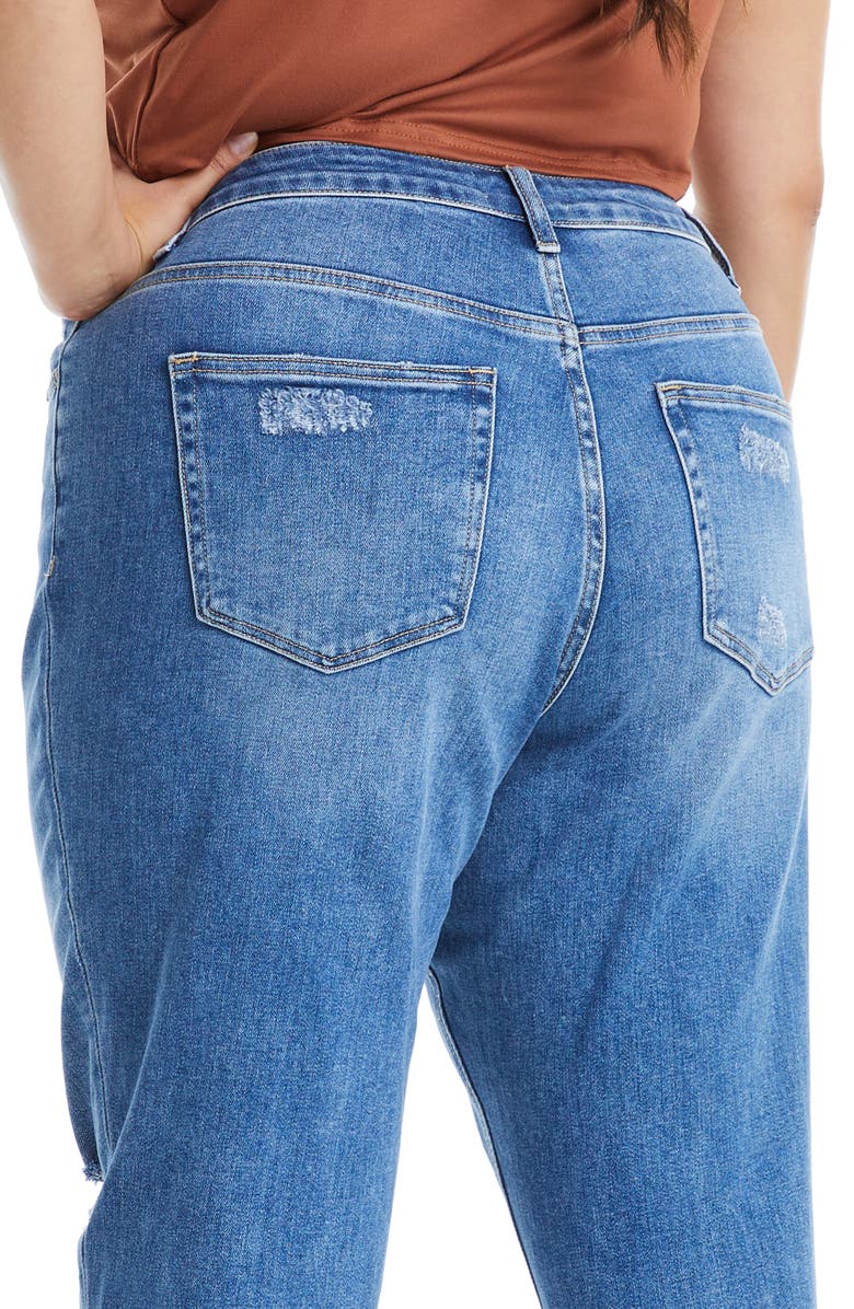 Bayeas High Rise Distressed Relaxed Boyfriend Jeans, Alternate, color, Midnight Thunder