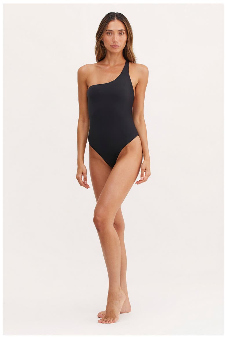Timeless Chic Kate One Shoulder One Piece, Alternate, color, Black