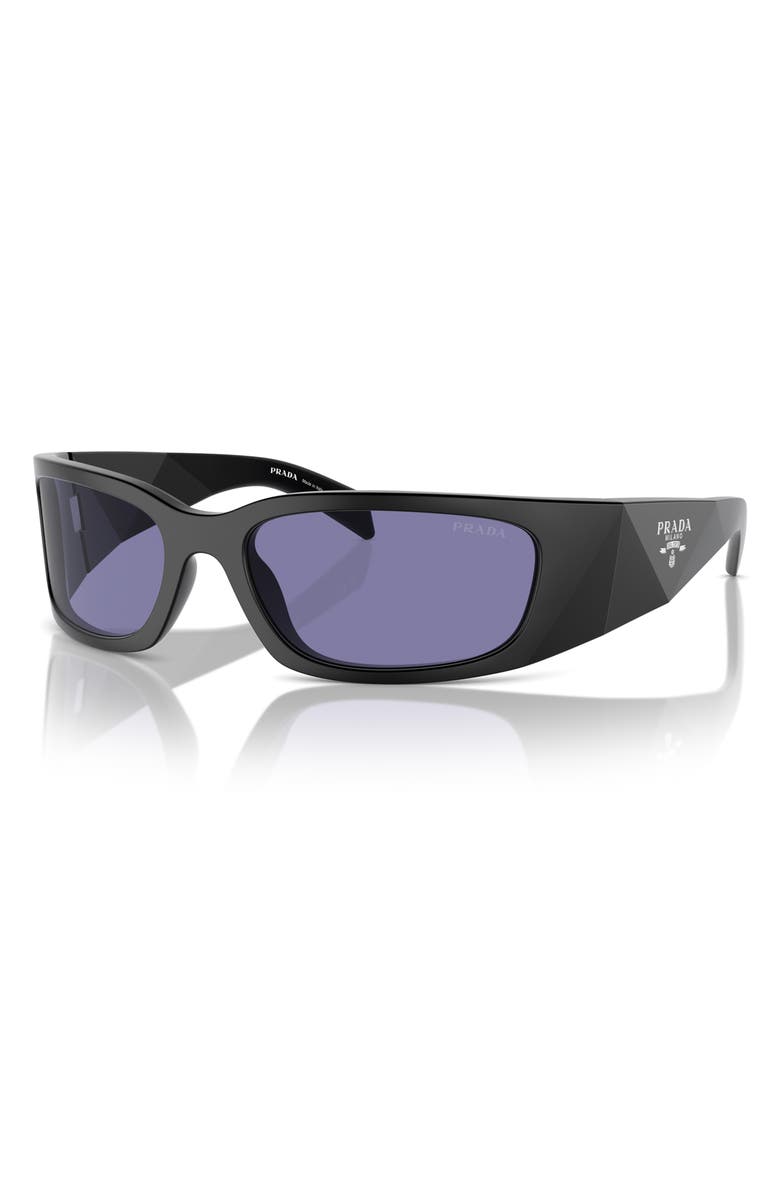 Prada 60mm Butterfly Polarized Sunglasses, Alternate, color, Matte Black