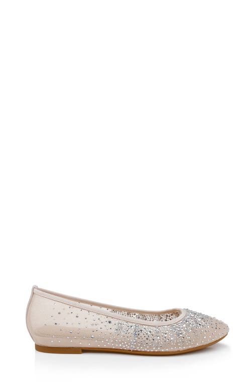Jewel Badgley Mischka Nuala Embellished Flat In Beige/mesh