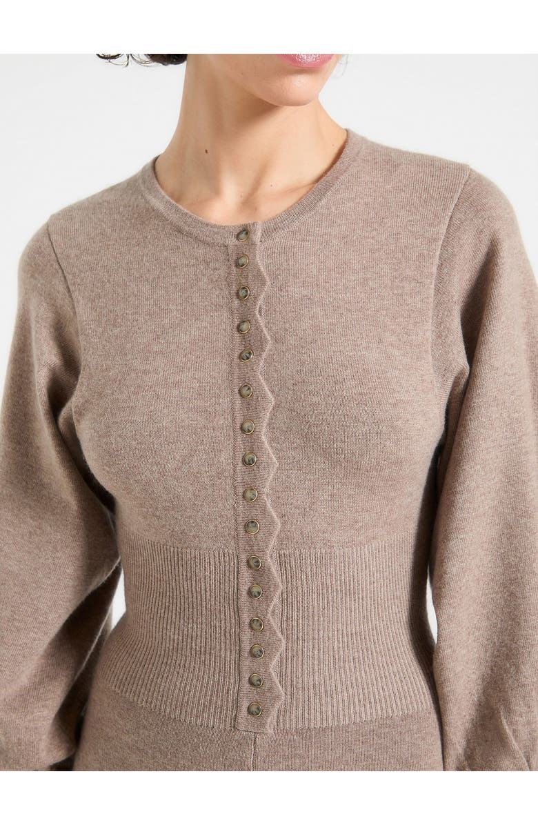 Manière De Voir Michele Knitted Scallop Hem Playsuit, Alternate, color, Taupe