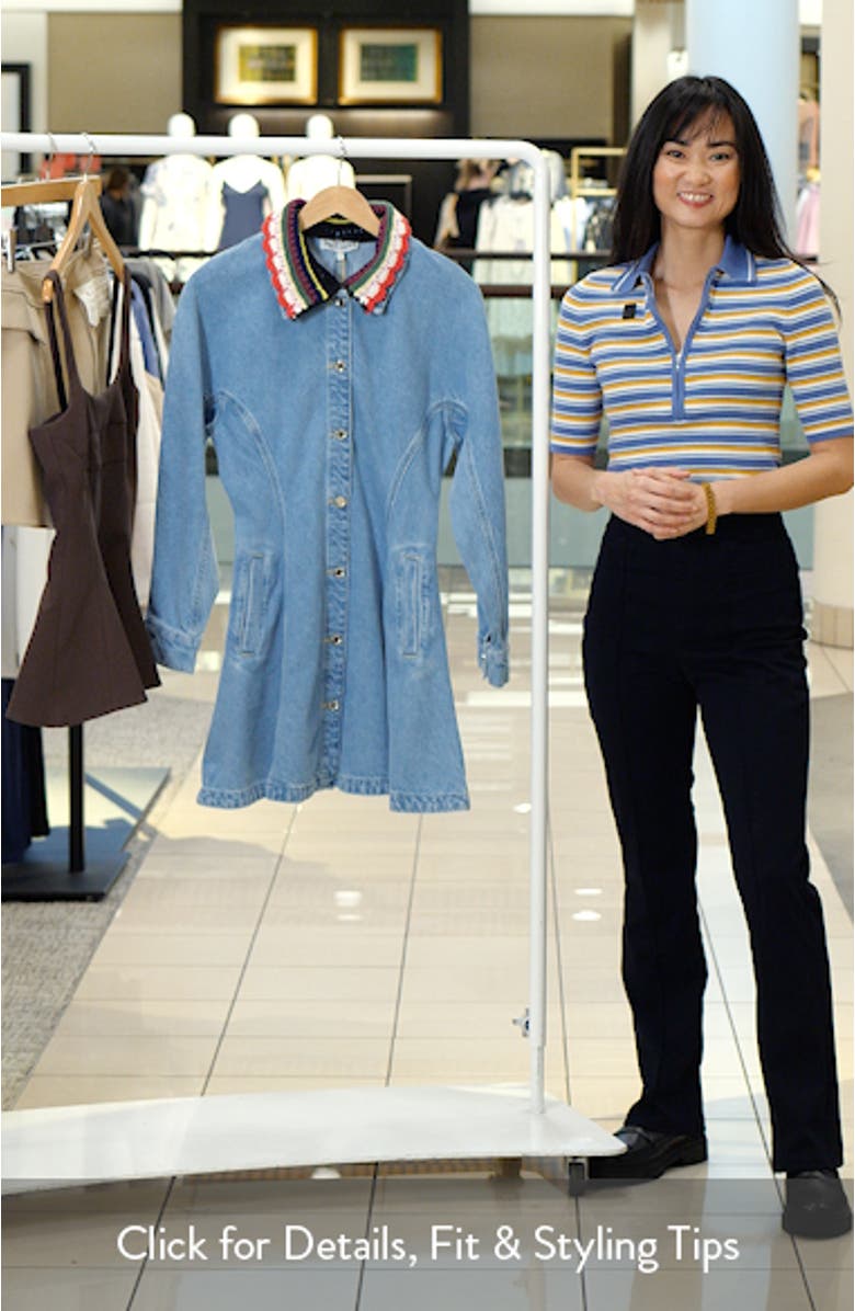 Collared Long Sleeve Denim Minidress, sales video thumbnail