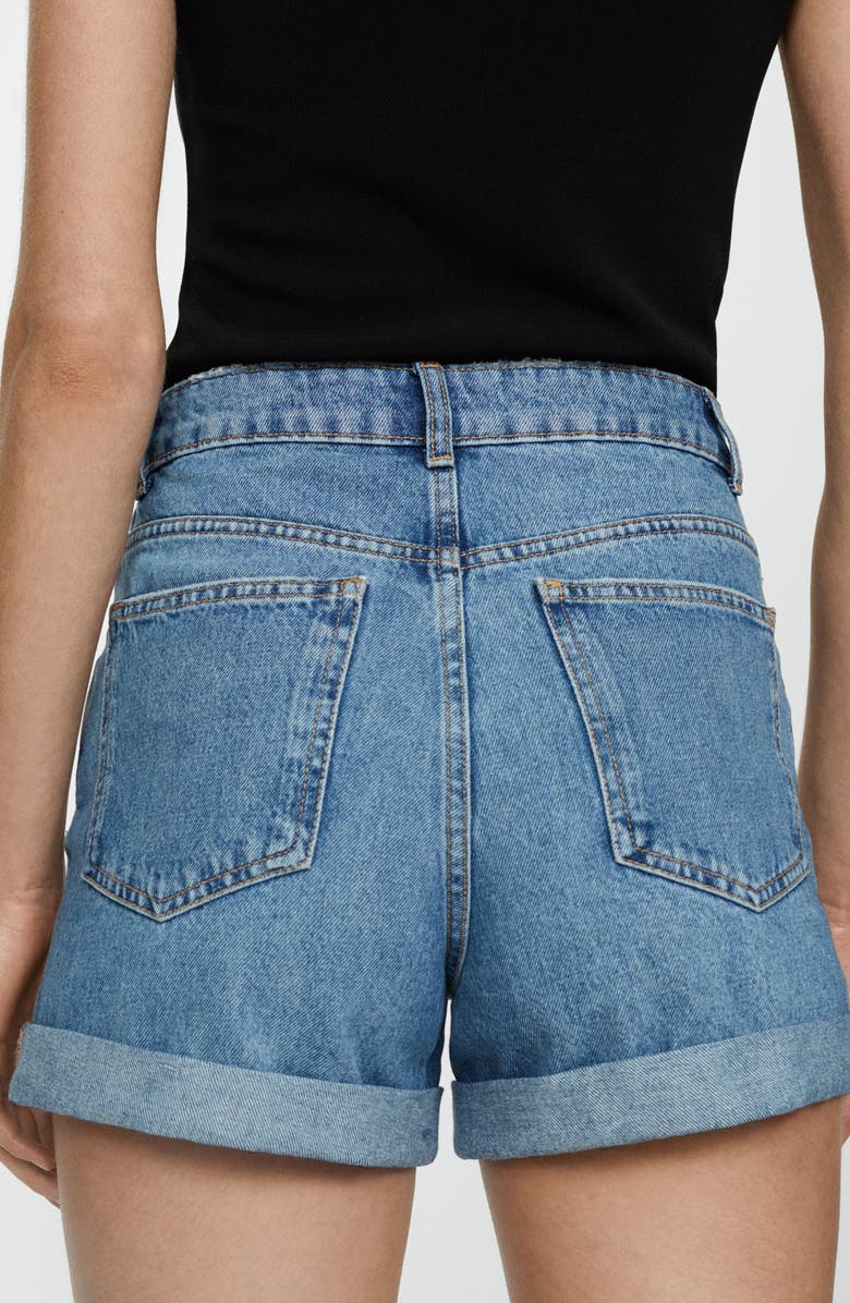 MANGO High Waist Mom Fit Denim Shorts, Alternate, color, 