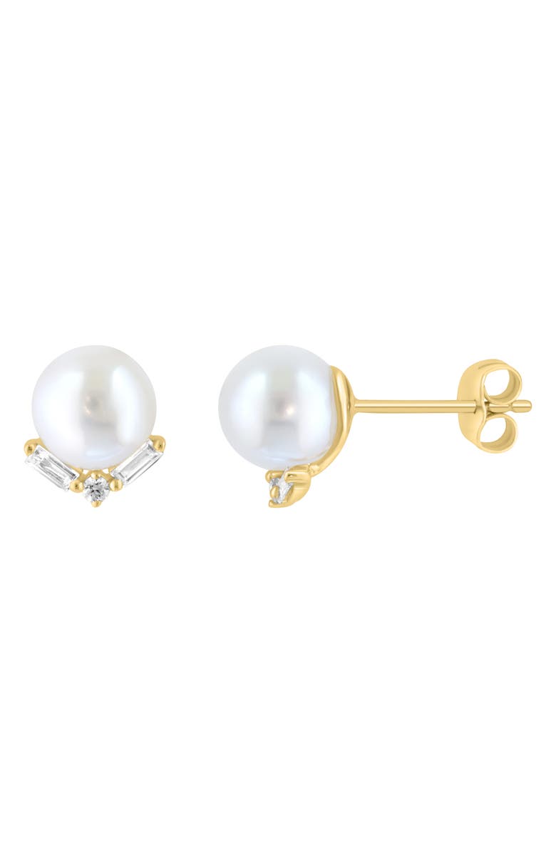 EFFY Freshwater Pearl & Diamond Stud Earrings, Alternate, color, White