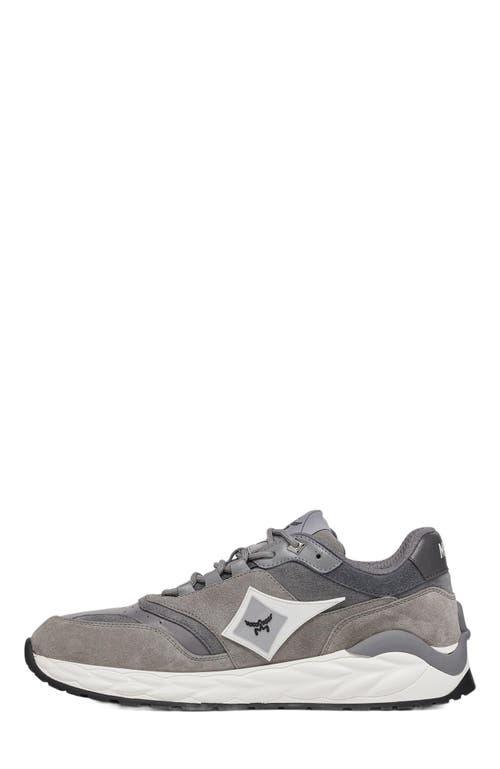 Mcm Skywander Lo Sneakers In Calf Suede And Leather In Ice Grey