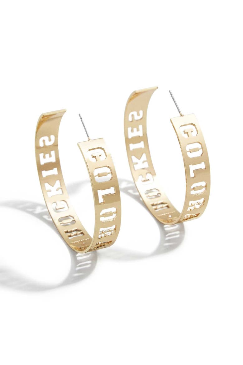 x Baublebar Colorado Rockies Large Cutout Hoop Earrings, Main, color, Gold