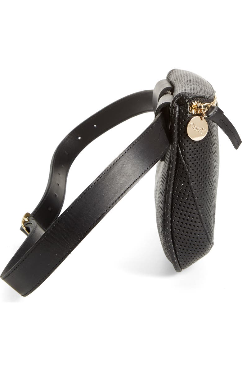 Clare V. Perforated Leather Fanny Pack, Alternate, color,