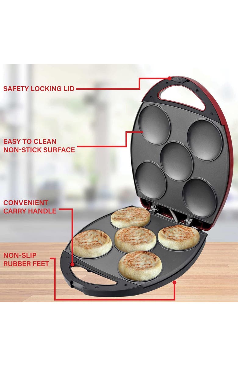 Brentwood Arepa Maker, Alternate, color, Red