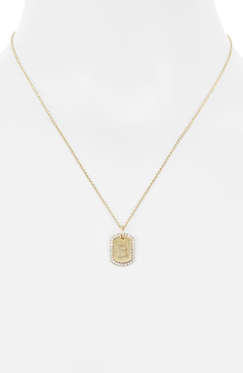 Meshmerise Diamond Initial Dog Tag Pendant Necklace In Gold