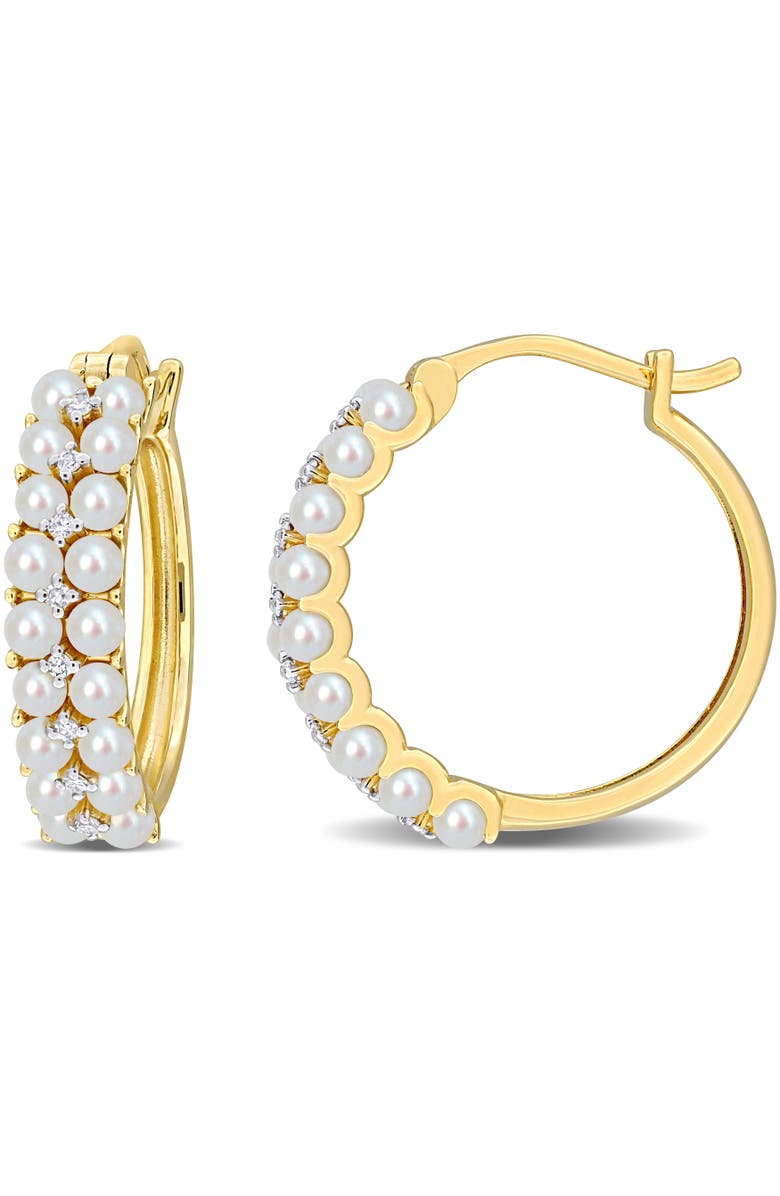 Julianna B. Pearl & Diamond Hoop Earrings 14k, Main, color,