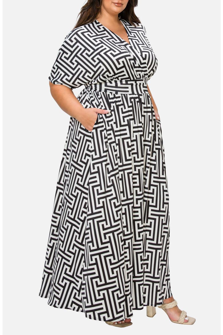 Katsia Empire Waist Maxi Dress, Alternate, color, BLACK IVORY