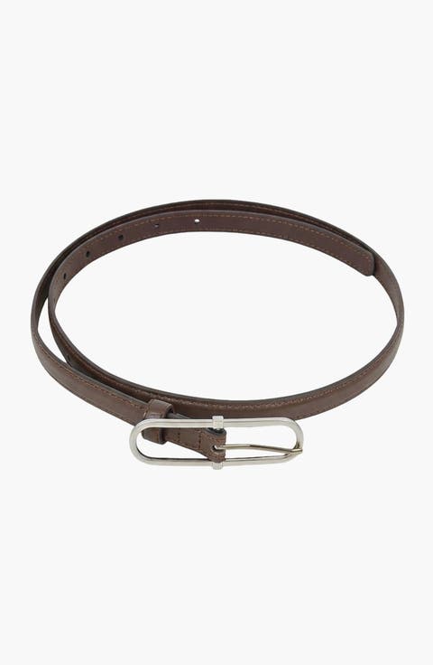 Minimal Design Oval Buckle Leather Belt