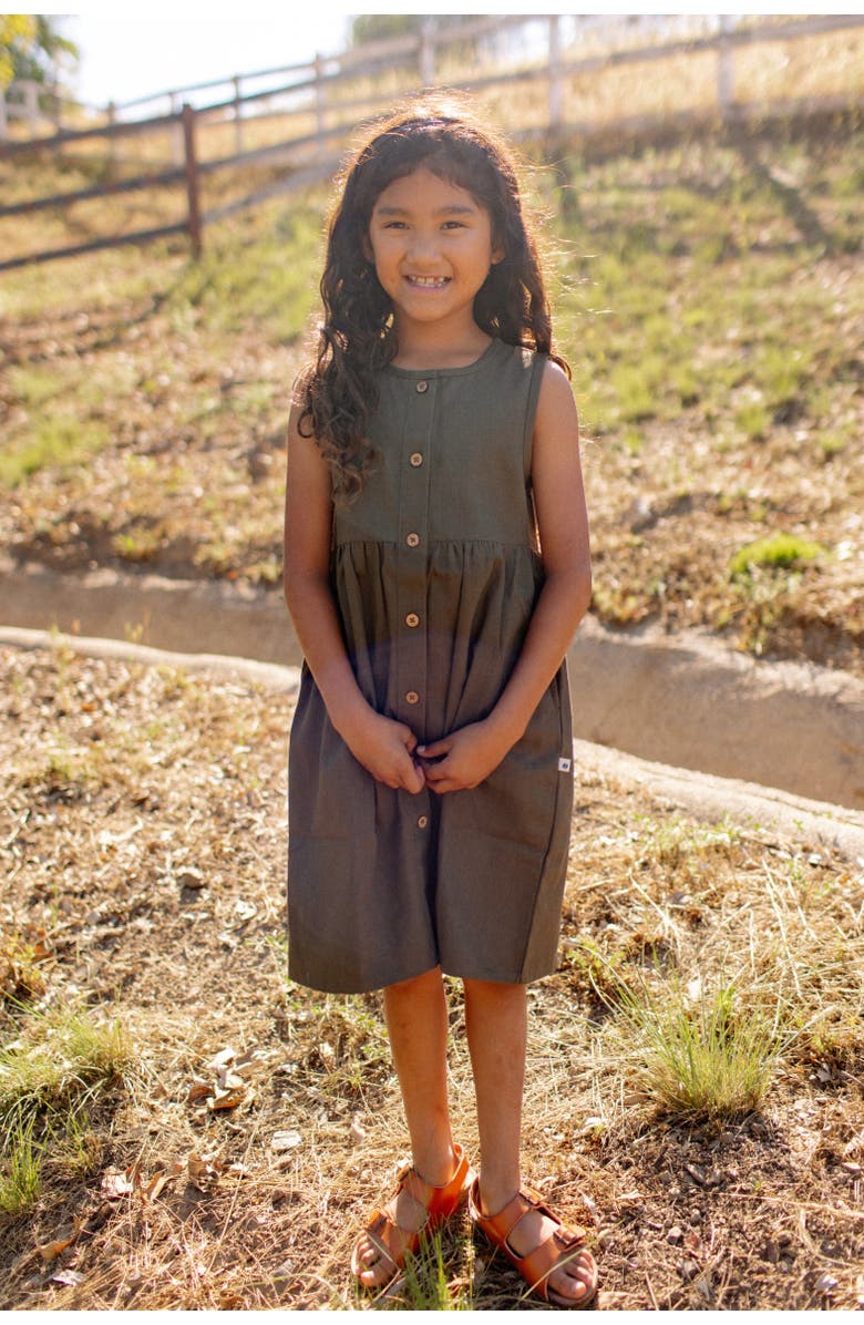 Jackalo Kids' Organic Cotton Twill Sleeveless Jo Dress, Alternate, color, Dark Olive