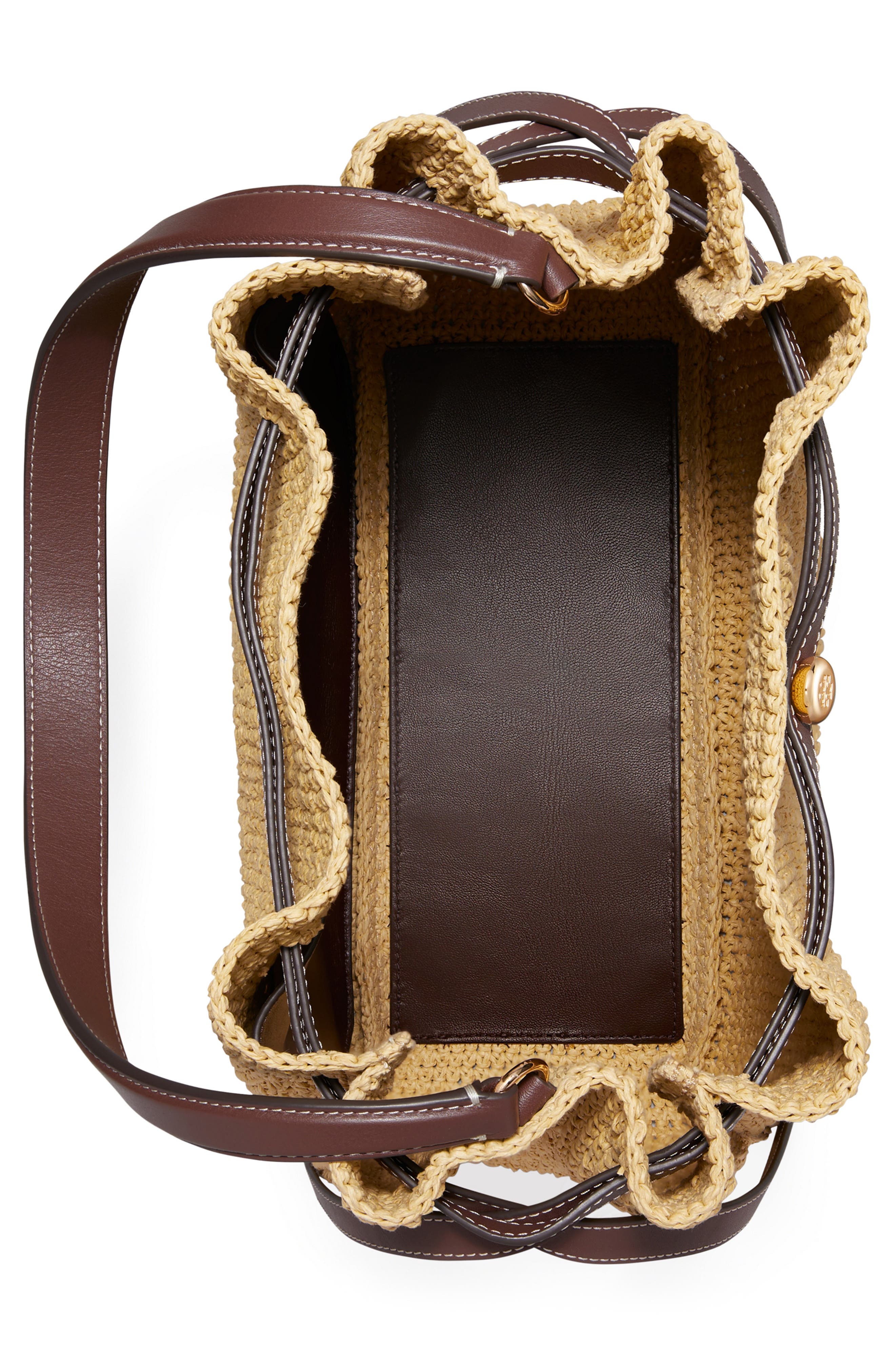 Tory Burch Large Romy Straw Bucket Bag, Alternate, color, Natural