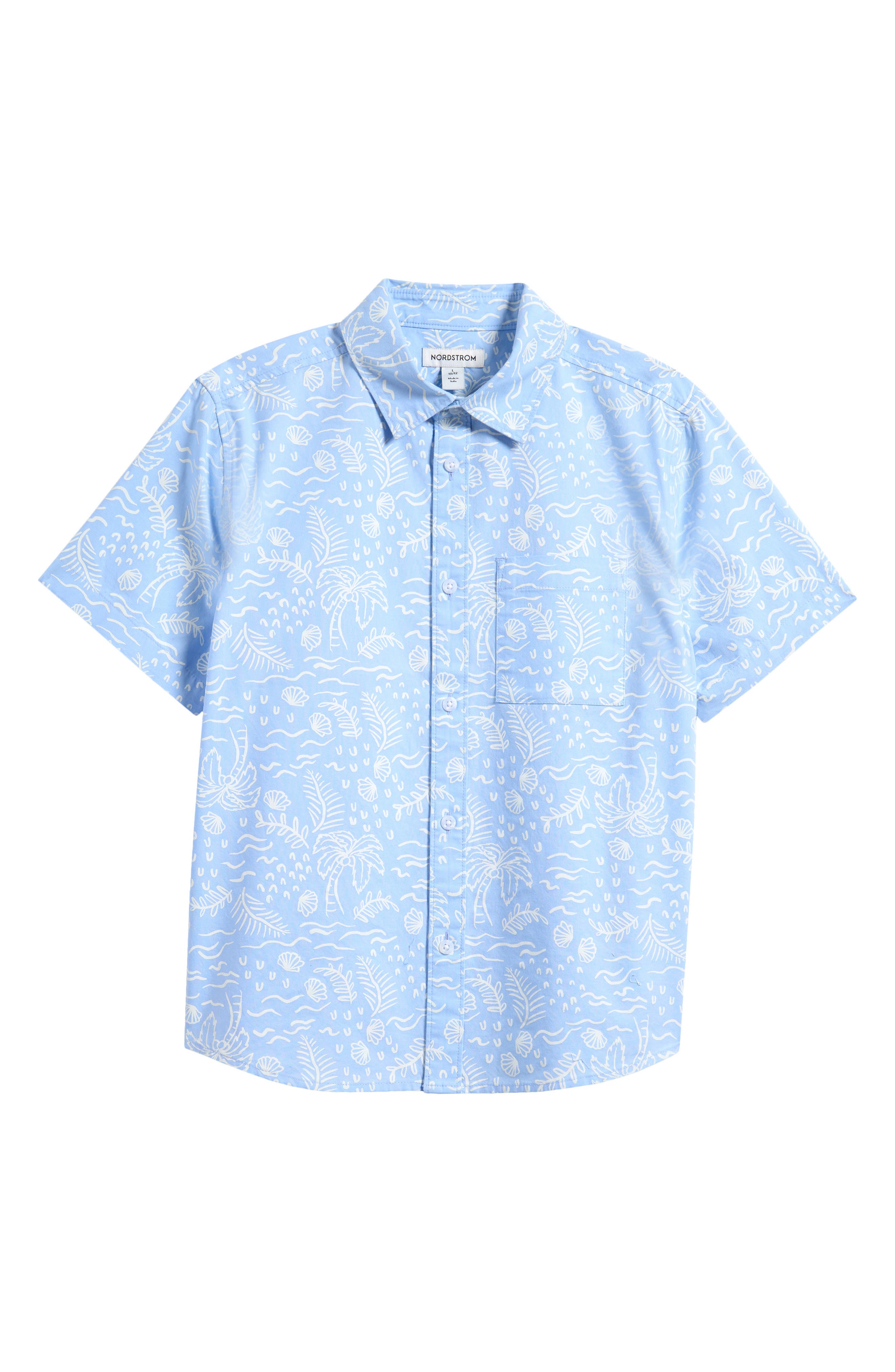 Nordstrom Kids' Patterned Short Sleeve Cotton Button-Up Shirt