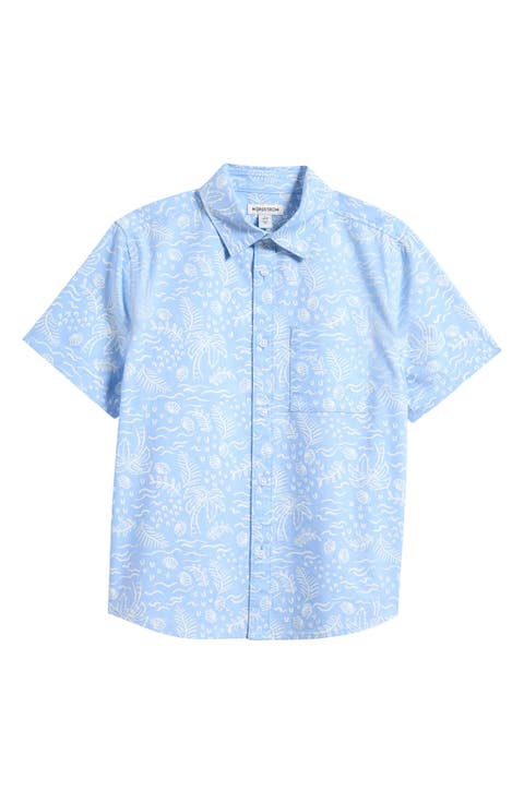 Kids' Patterned Short Sleeve Cotton Button-Up Shirt (Big Kid)