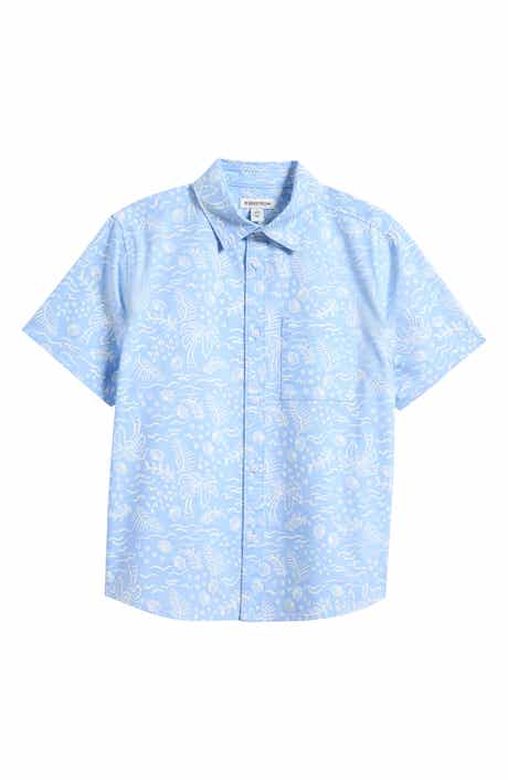 Nordstrom Kids' Patterned Short Sleeve Cotton Button-Up Shirt