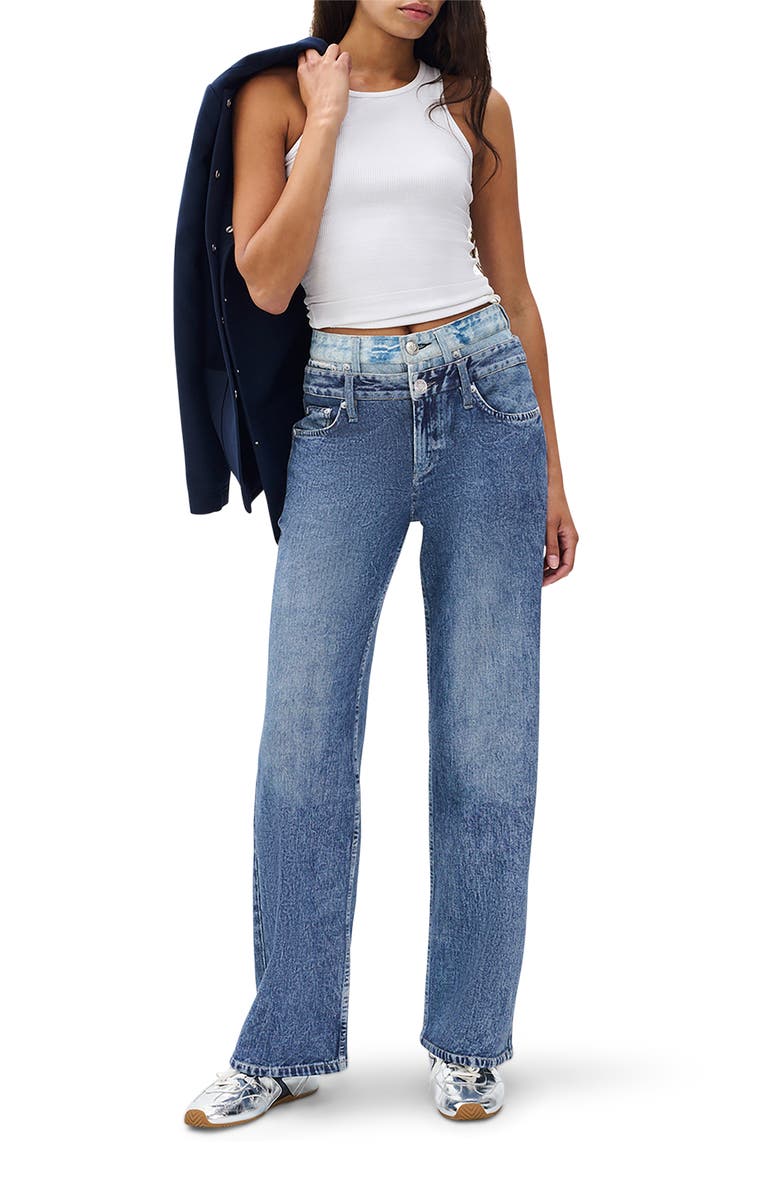 rag & bone/JEAN Miramar Double High Waist Straight Leg Jeans, Alternate, color, Dark Blue
