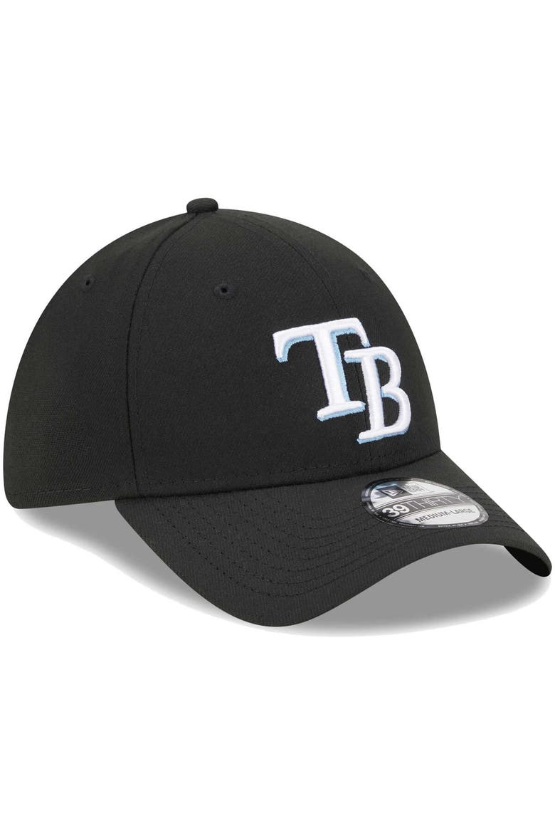 Men's New Era Black Tampa Bay Rays Logo 39THIRTY Flex Hat, Alternate, color, Black
