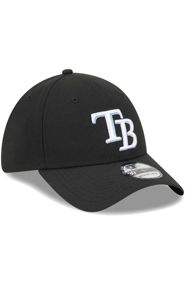 New Era Men's New Era Black Tampa Bay Rays Logo 39THIRTY Flex Hat, Alternate, color, Black