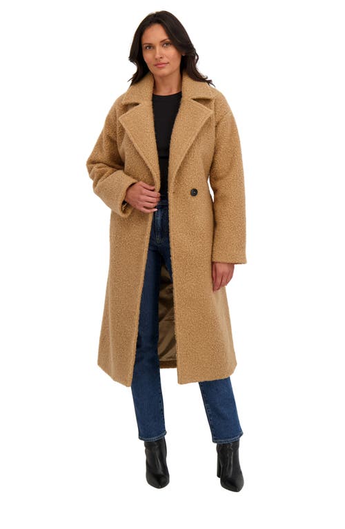 Sebby Bouclé Longline Coat In Brown