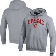 Champion Men's Champion  Heather Gray USC Trojans Arch Over Logo Pullover Hoodie
