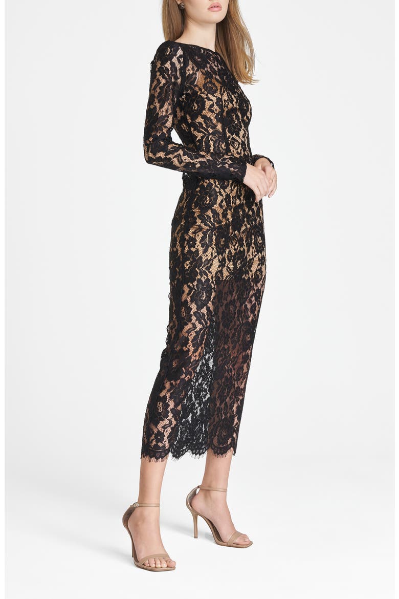 Long Sleeve Lace Dress, Alternate, color, BLACK LACE
