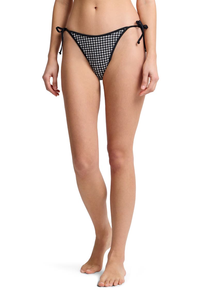 Cleo String-Tie Bikini Bottom, Alternate, color, Black/White