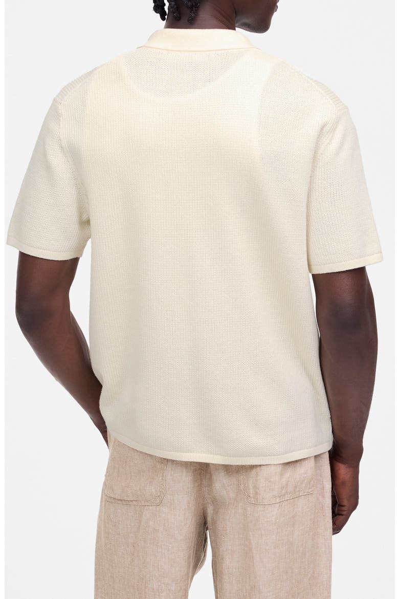 Short Sleeve Tuck Stitch Button-Up Shirt, Alternate, color, VINTAGE IVORY