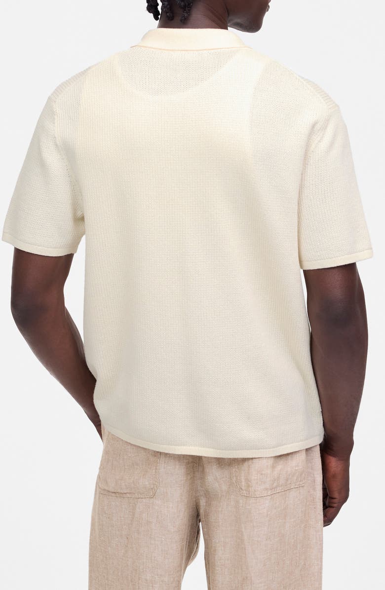 Madewell Short Sleeve Tuck Stitch Button-Up Shirt, Alternate, color, Vintage Ivory