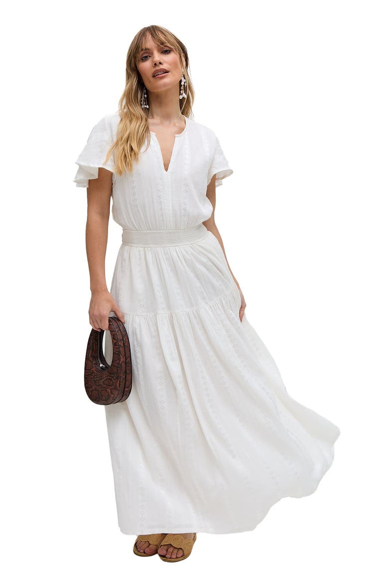 Candice Flutter Sleeve Maxi Dress, Alternate, color, White
