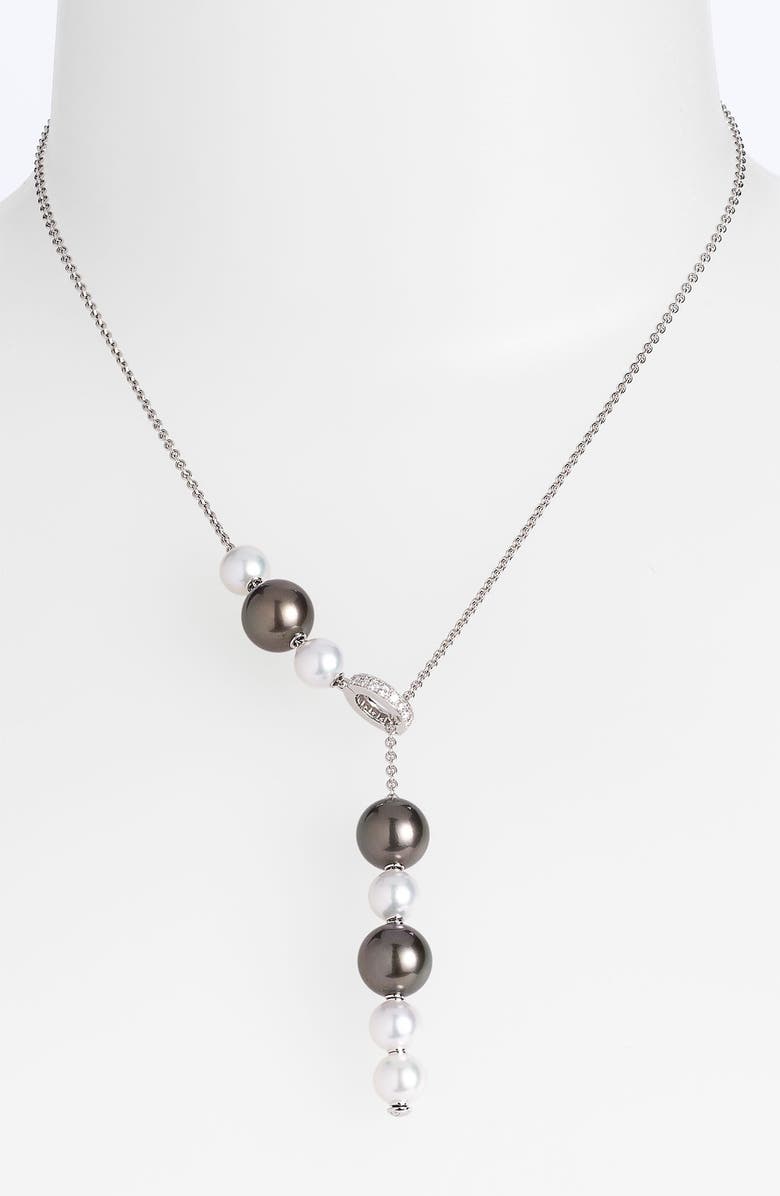 Mikimoto Pearls in Motion Black South Sea & Akoya Cultured Pearl Necklace, Main, color,