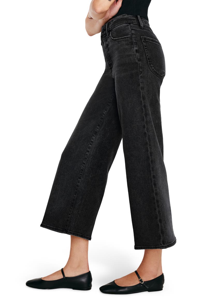 Good Waist High Waist Crop Palazzo Jeans, Alternate, color, BLACK274