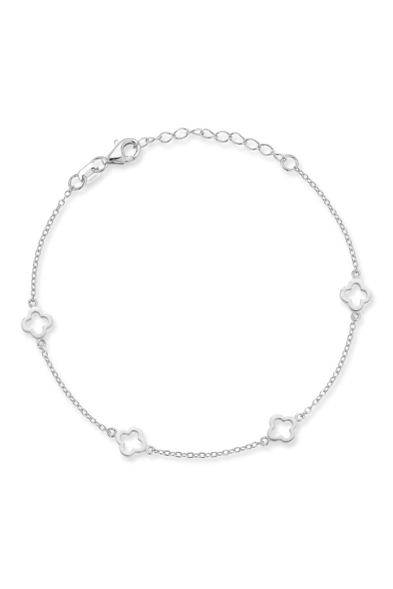 Clover Station Bracelet, Main, color, SILVER