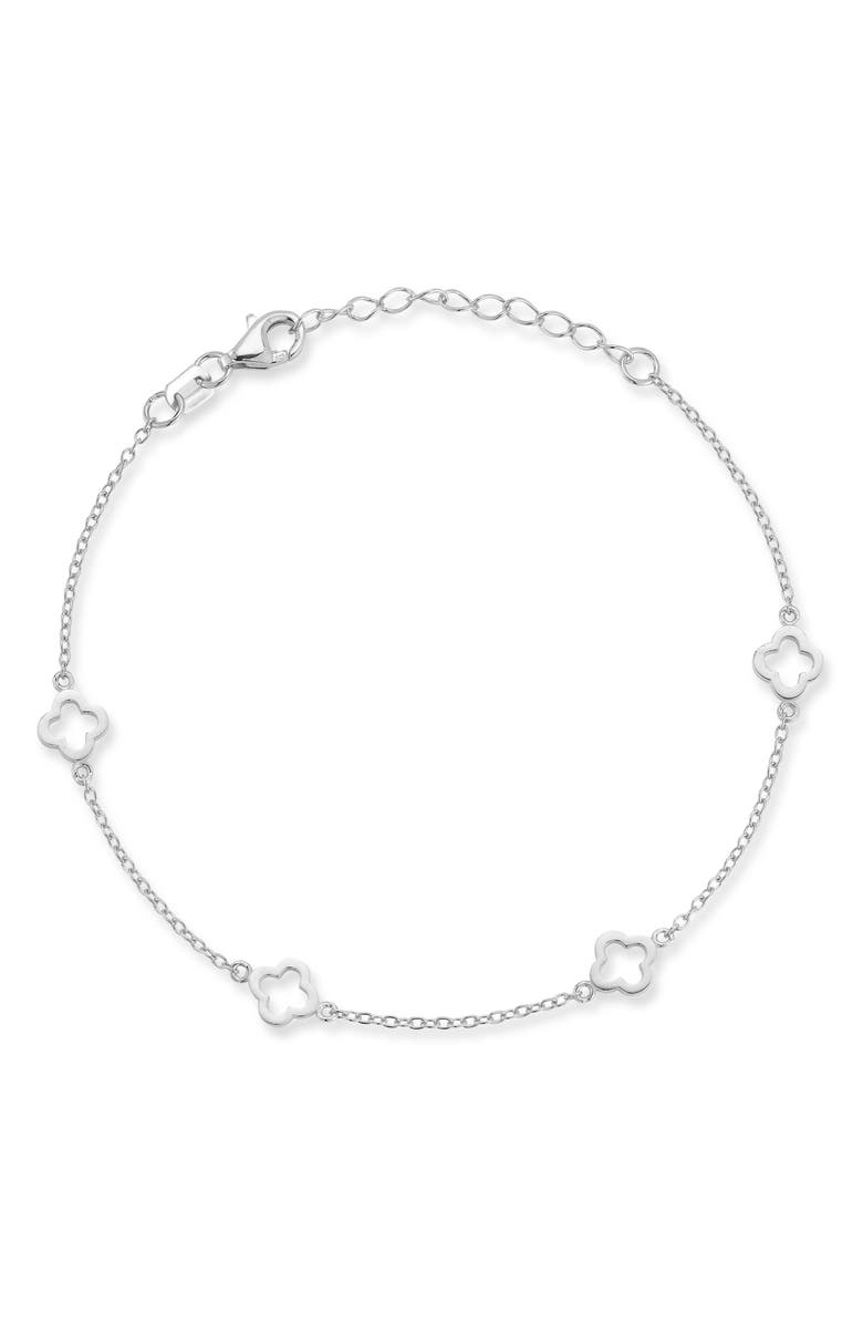 GLAZE JEWELRY Clover Station Bracelet, Main, color, Silver