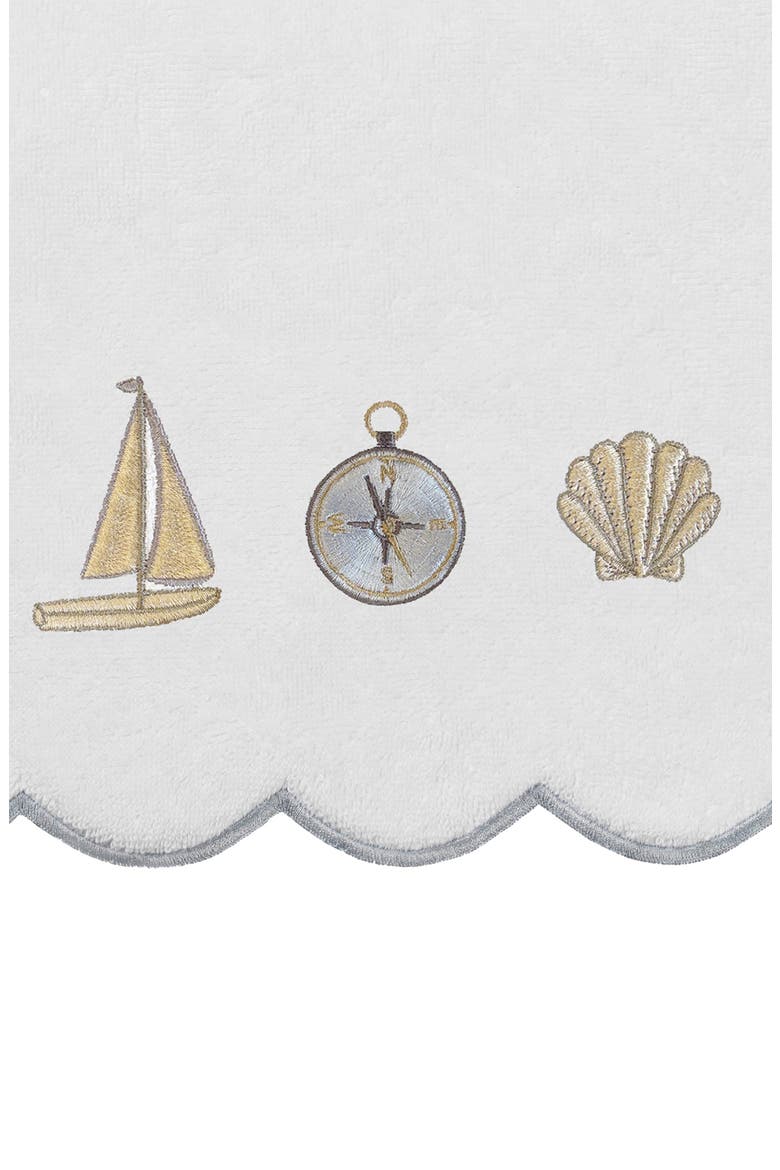 6-Piece Sea Joy Embroidered Turkish Cotton Towel Set, Alternate, color, WHITE/ GRAY