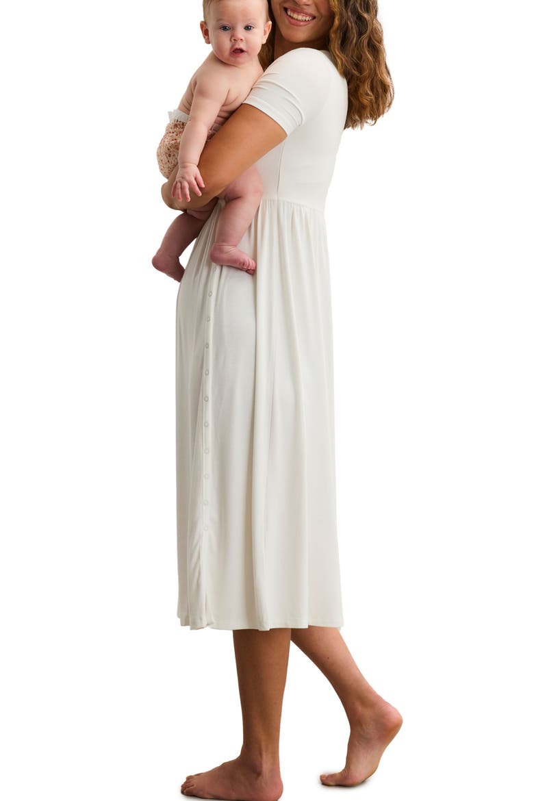 The Softest Rib Side Seam Nursing Maxi Dress, Alternate, color, White
