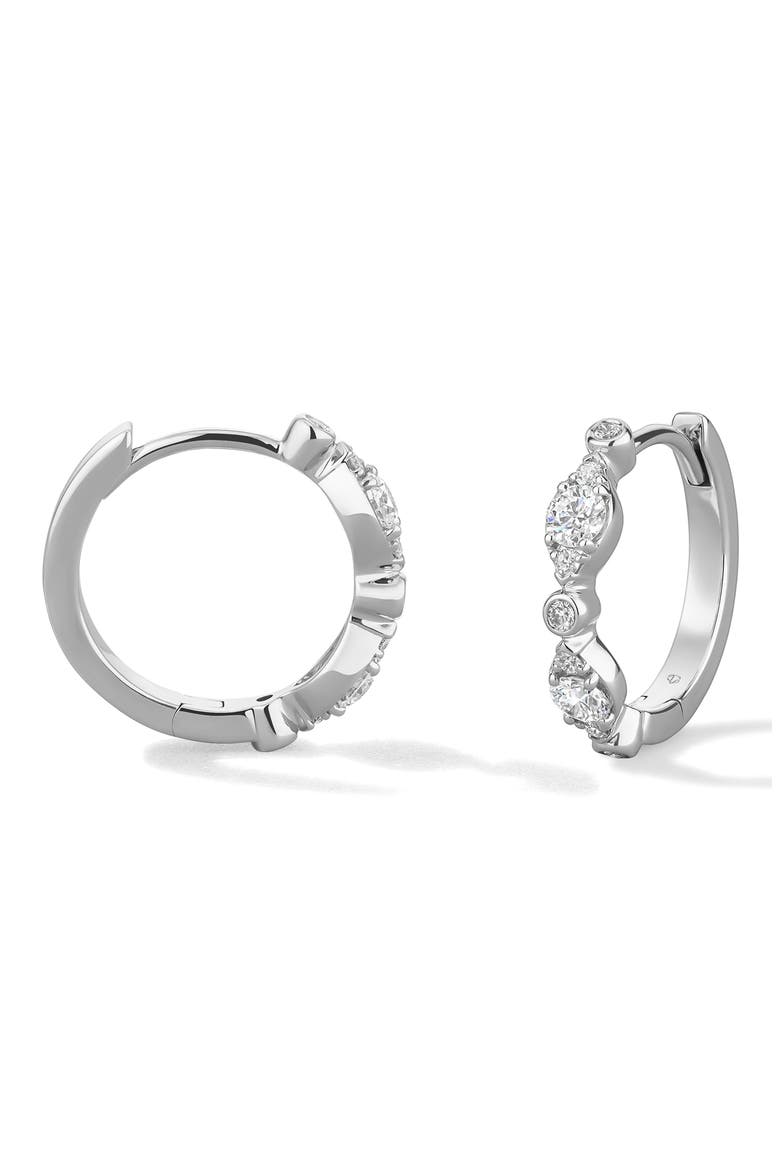 Regal Diamond Hoop Earrings, Alternate, color, WHITE GOLD/ DIAMOND