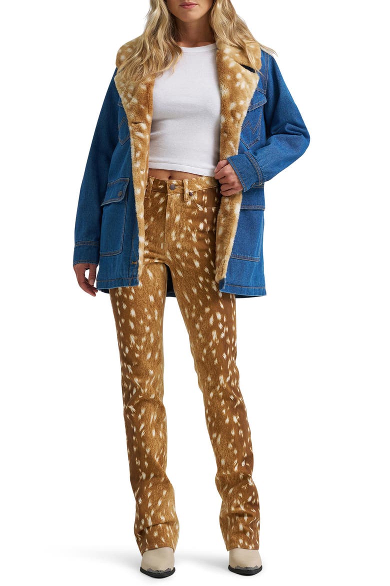 Faux Fur Lined Denim Coat, Alternate, color, CAVIAR CLASSIC